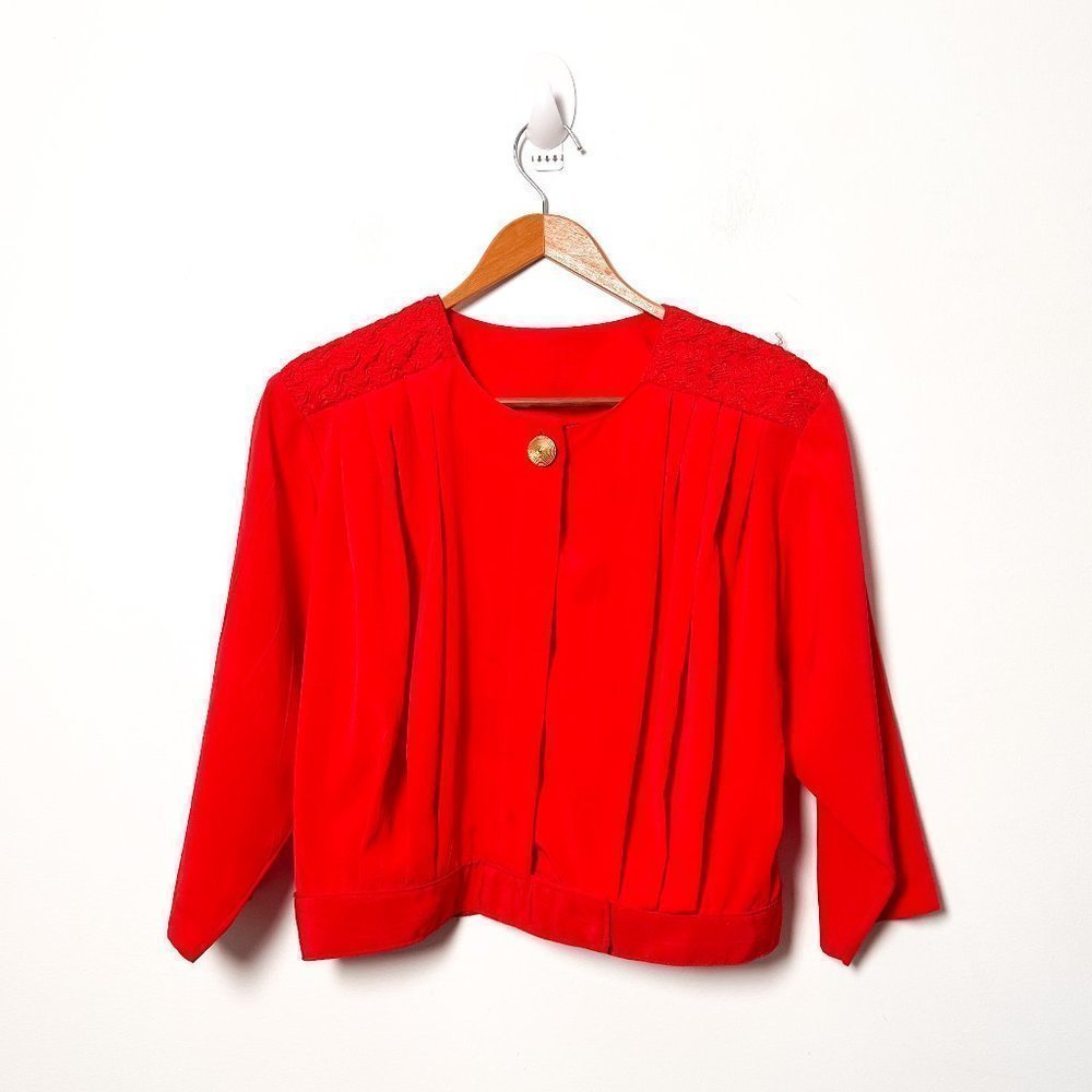 Vintage 70s Red Cropped Funky Retro Blouse Top